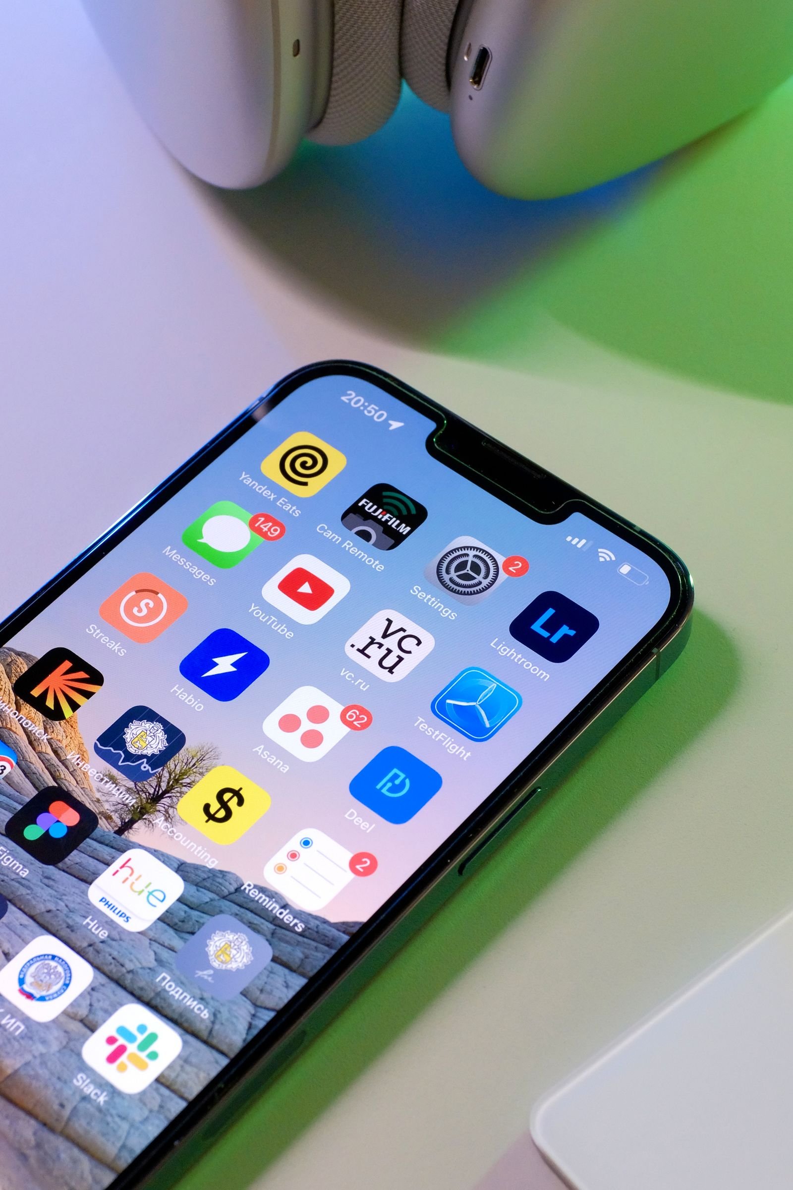 Close-up of an iPhone screen full of apps taking up storage