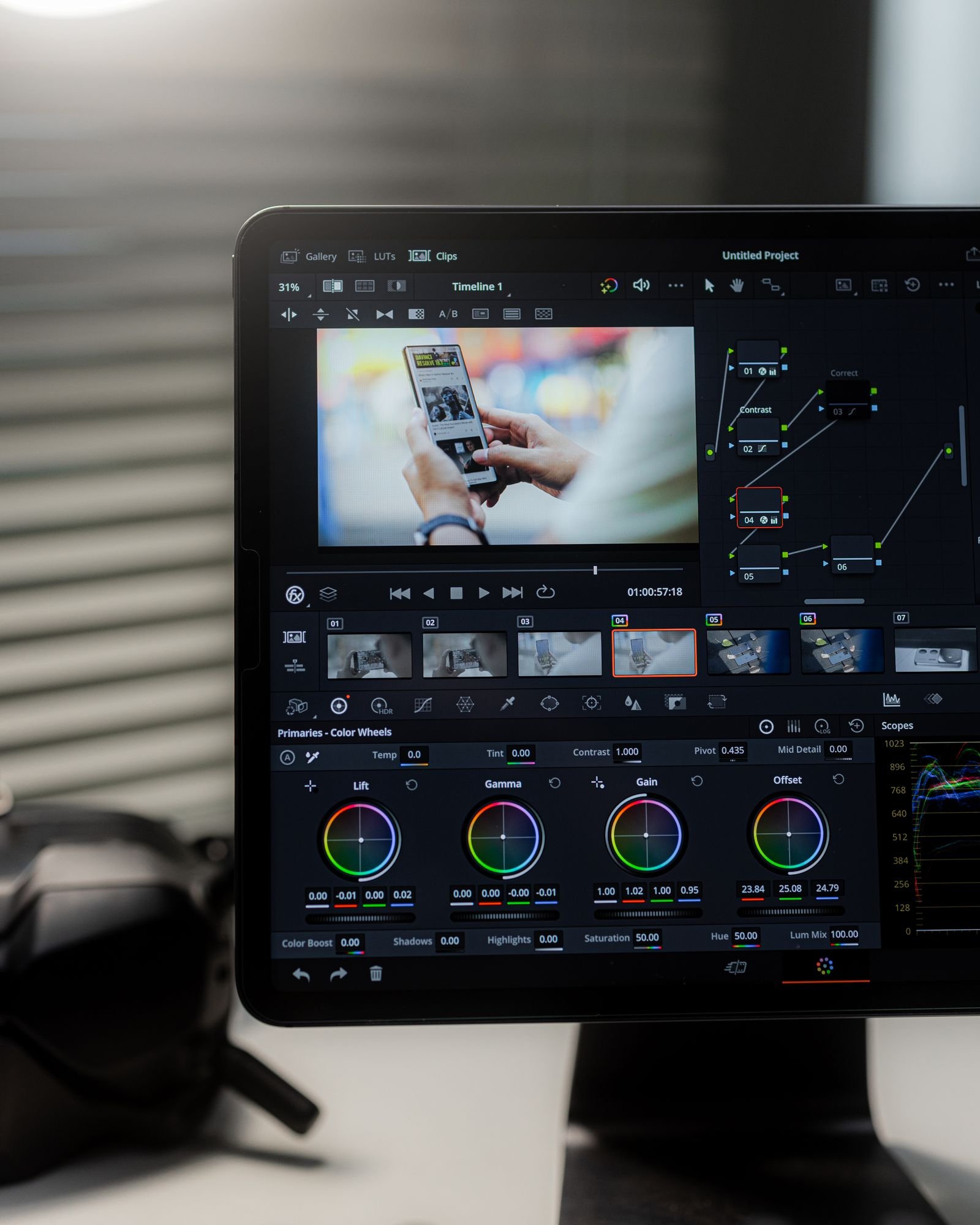 Video editing software timeline open on a monitor